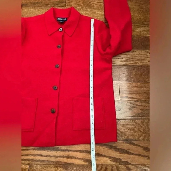 Vintage Lands' End Boiled 100% Wool Button Front Coat Blazer Red Sz - Picture 8 of 9